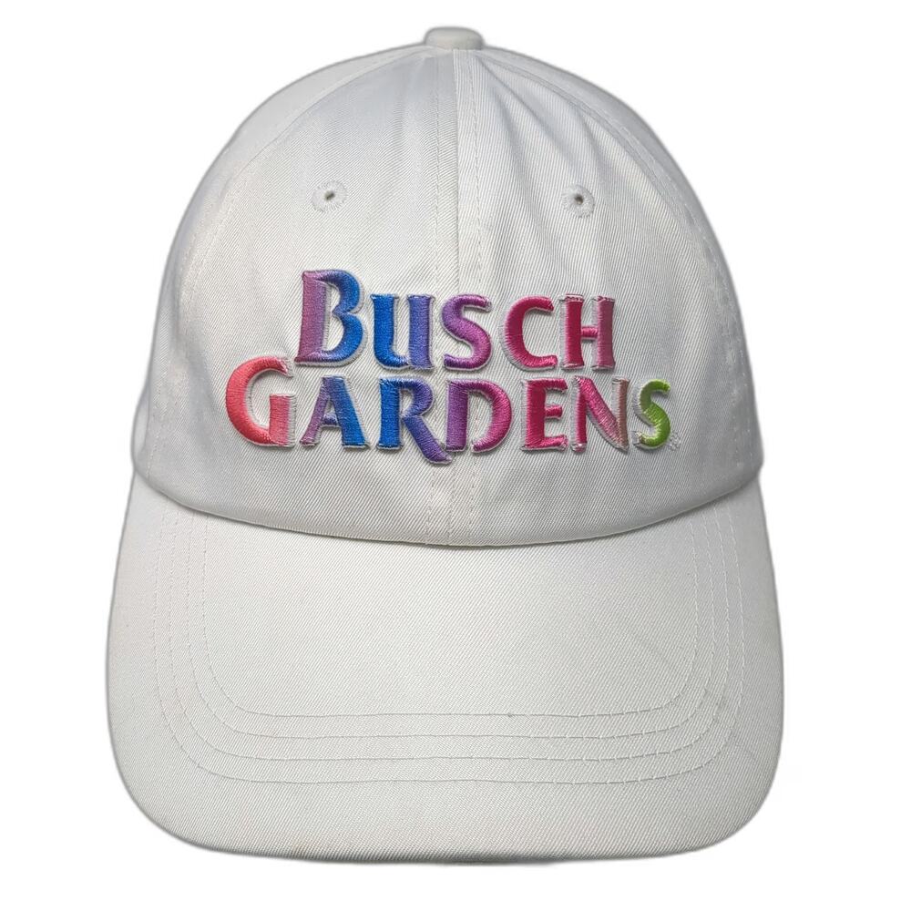 Busch Gardens Hat Snapback White One Size Logo Embroidery Structured Adjustable